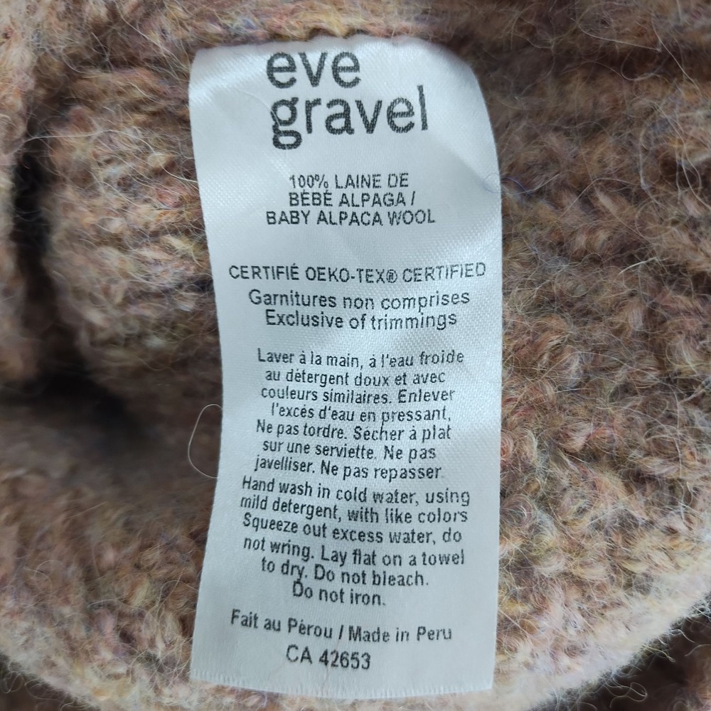 Eve Gravel Sweater Womens L Turtleneck Baby Alpaca Wool Cropped Pink Ribbed Hem - Picture 4 of 9